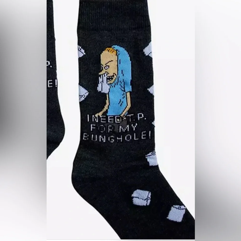 NWT Beavis and Butt-Head 2 pack crew socks shoe size 6.5 - 12
